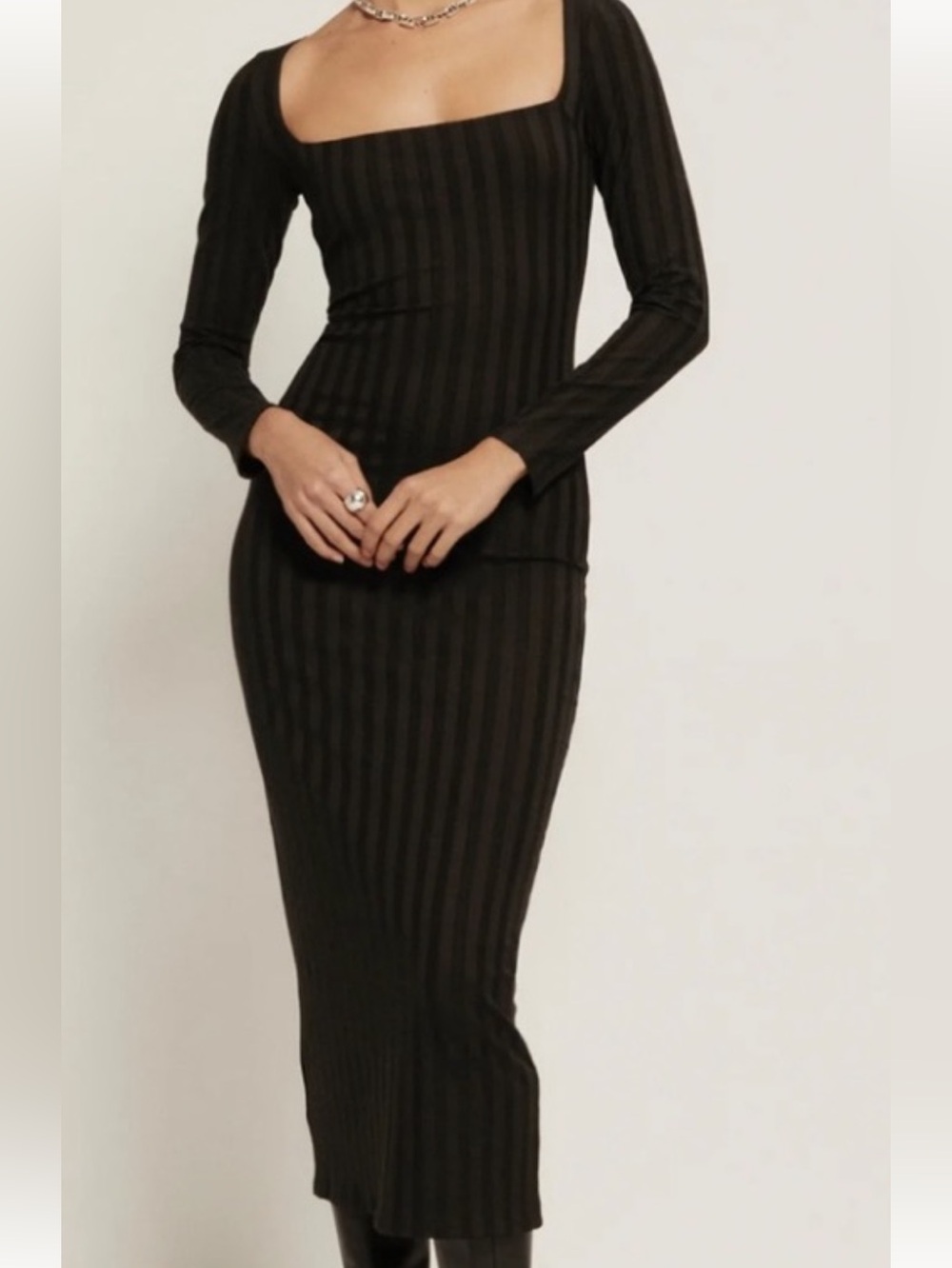 Reformation Brown Long sleeve knit dress